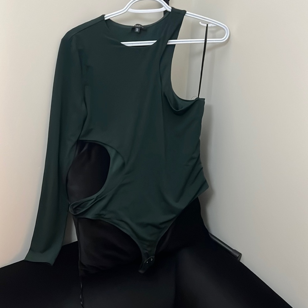 Emerald cut out asymmetrical body-suit Dynamite